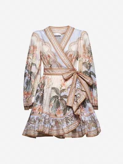 Zimmermann Wylie Printed Cotton-voile Mini Wrap Dress