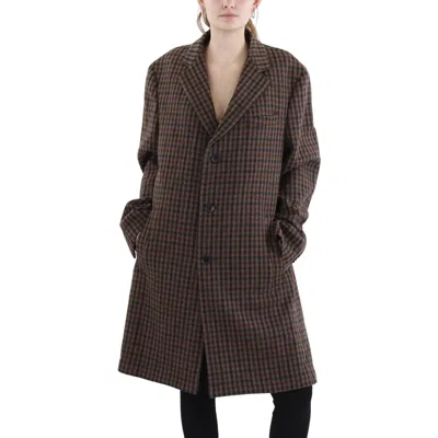 Ferragamo Womens Virgin Wool Blend Long Wool Coat In Multi