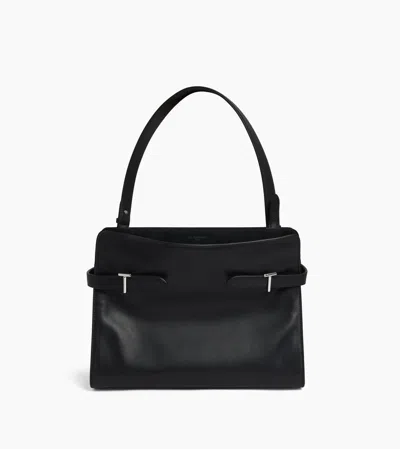 Le Tanneur Emie Large Shoulderbag In Smooth Leather And Nubuck In Black
