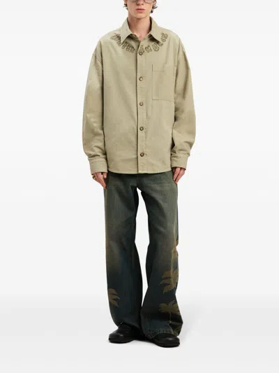 Palm Angels Laser Palms Loose Denim Pants Brown - Gr In 6009 Brown Gr