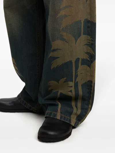 Palm Angels Laser Palms Loose Denim Pants Brown - Gr In 6009 Brown Gr