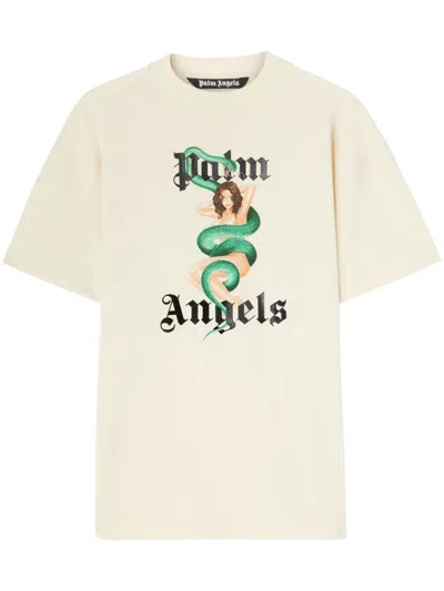Palm Angels Sand Oversize Cotton T-shirt In 0b10 Ivory Black