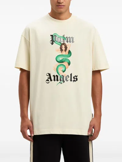 Palm Angels Sand Oversize Cotton T-shirt In 0b10 Ivory Black