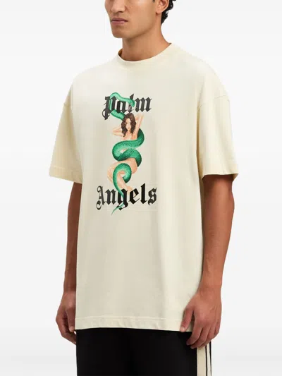 Palm Angels Sand Oversize Cotton T-shirt In 0b10 Ivory Black