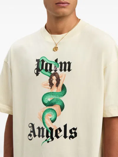 Palm Angels Sand Oversize Cotton T-shirt In 0b10 Ivory Black