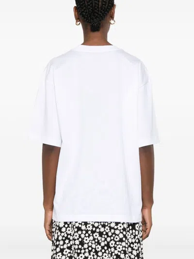 Marni Classic Short-sleeve T-shirt With Scribbled Logo In Slw01 Lily White