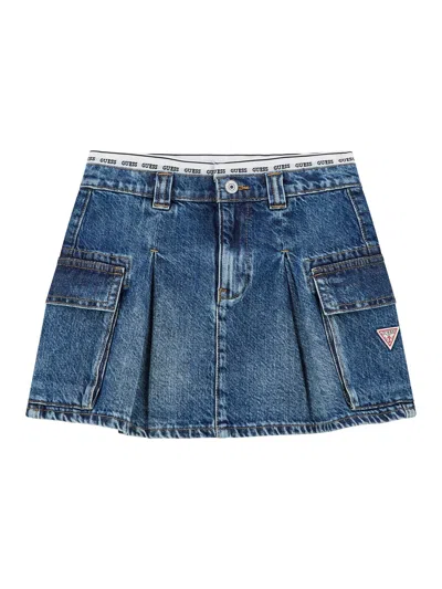 Guess Girls Sporty Denim Skirt In Blue