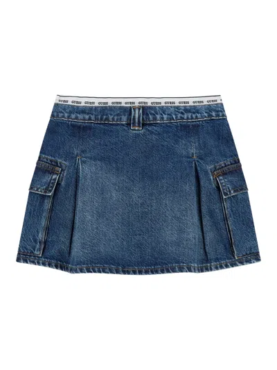 Guess Girls Sporty Denim Skirt In Blue