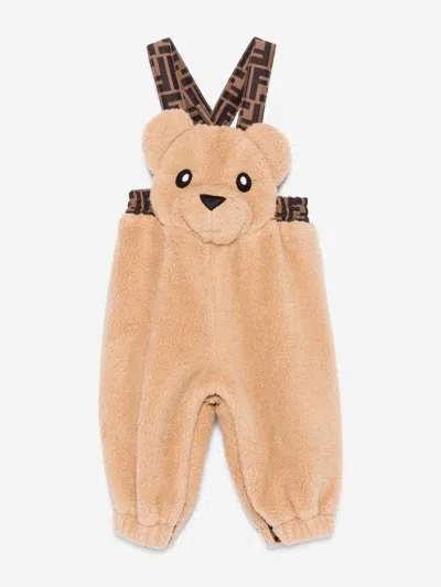 Fendi Bear Strap Jumpsuit In Beige