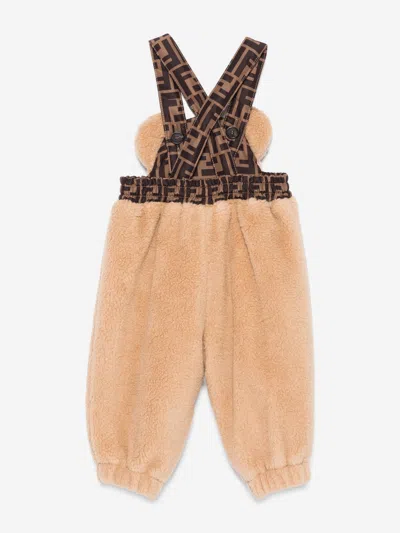 Fendi Bear Strap Jumpsuit In Beige
