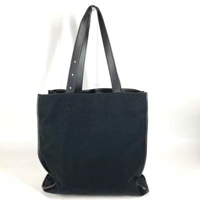 Pre-owned Fendi Black Brown Canvas Leather Shoulder Bag Tote Bag () In Black, Brown