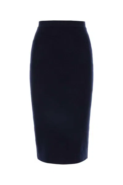 Bottega Veneta Midnight Blue Cashmere Blend Skirt In Blue