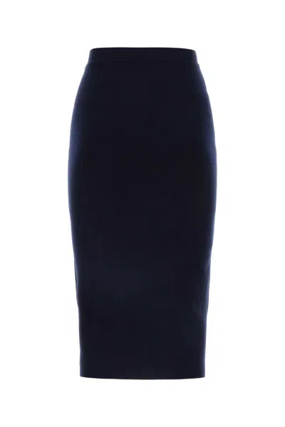 Bottega Veneta Midnight Blue Cashmere Blend Skirt In Blue