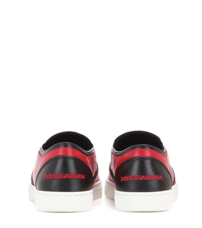 Shop Dolce & Gabbana Leather Slip-on Sneakers In Red