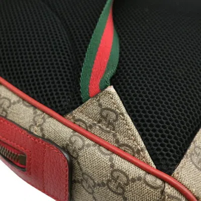 Pre-owned Gucci Beige Pink Red Color Gg Supreme Leather Backpack () In Beige, Pink, Red Color