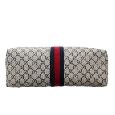 Pre-owned Gucci Ivory Navy Gg Supreme Tote Bag () In Ivory, Navy