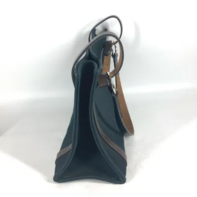 Pre-owned Hermes Black Brown Canvas Shoulder Bag Tote Bag () In Black, Brown