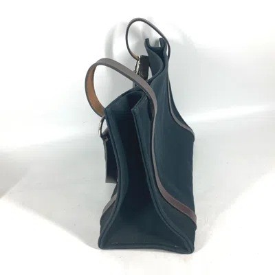 Pre-owned Hermes Black Brown Canvas Shoulder Bag Tote Bag () In Black, Brown