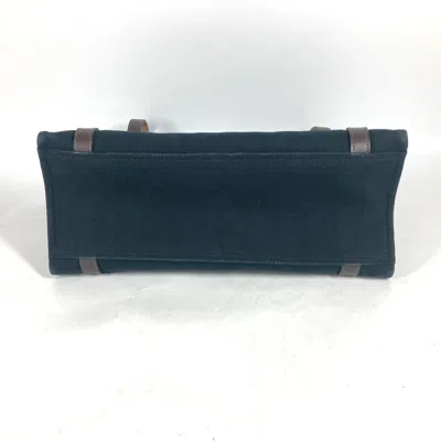 Pre-owned Hermes Black Brown Canvas Shoulder Bag Tote Bag () In Black, Brown