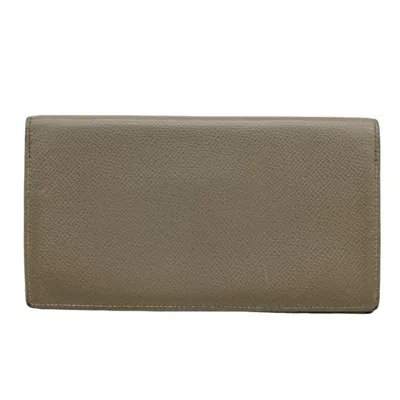 Pre-owned Hermes Etain Epsom Leather Long Wallet (bi-fold) ()