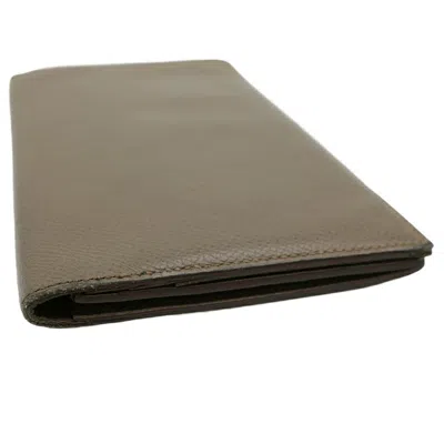 Pre-owned Hermes Etain Epsom Leather Long Wallet (bi-fold) ()