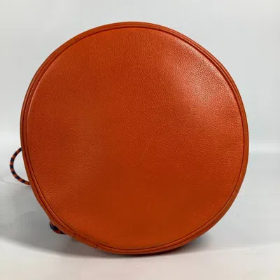 Pre-owned Hermes Soie Cool Blue Orange Silk Leather Shoulder Bag () In Blue, Orange