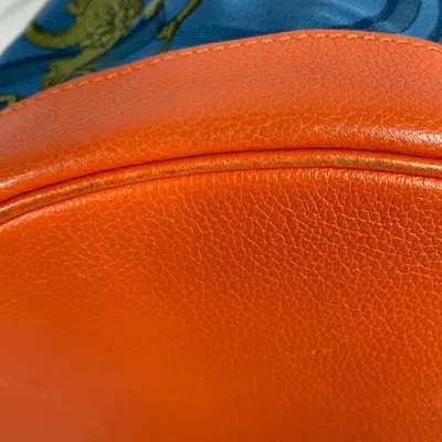 Pre-owned Hermes Soie Cool Blue Orange Silk Leather Shoulder Bag () In Blue, Orange