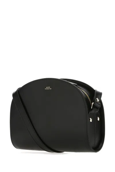 Apc Stylish Black Leather Mini Crossbody Bag For Women