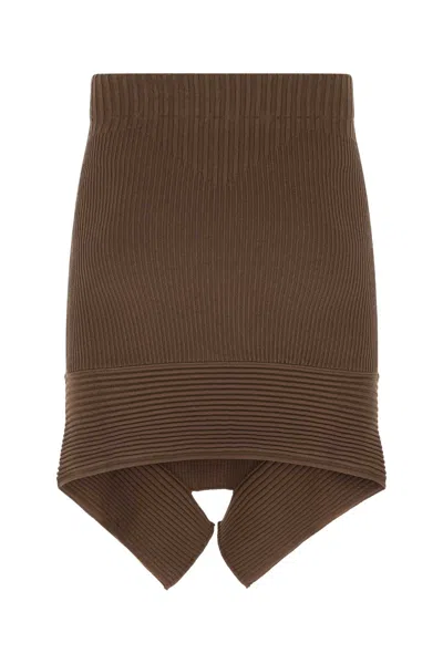 Andrea Adamo Brown Stretch Viscose Blend Skirt