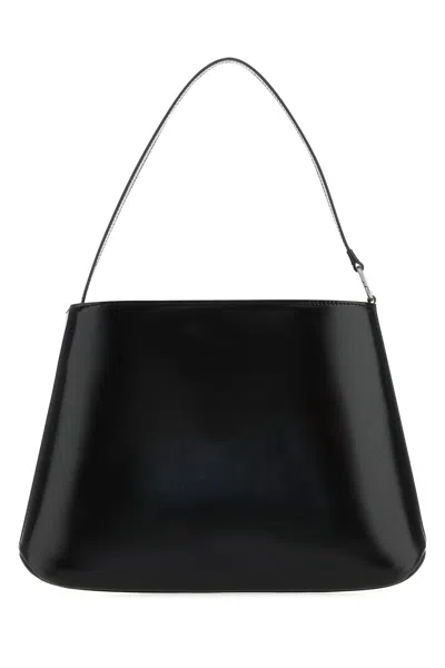 Low Classic Curved Glossy Leather Tote With Single Handle