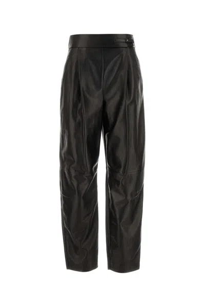 Giorgio Armani Black Leather Pant In Black
