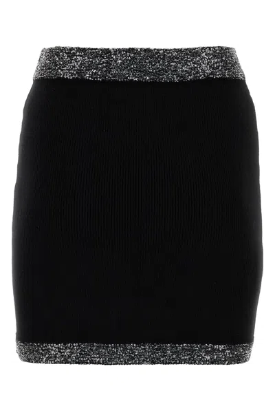 Miu Miu Stretch Mini Skirt With Ribbed Sequin Embellishment