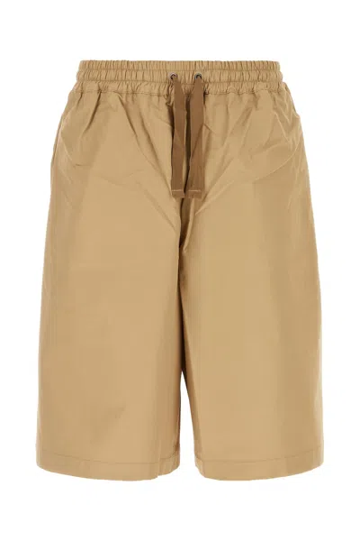 Maison Kitsuné Maison Kitsune Camel Cotton Blend Bermuda Shorts In Brown