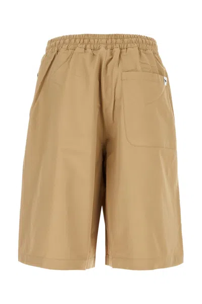 Maison Kitsuné Maison Kitsune Camel Cotton Blend Bermuda Shorts In Brown