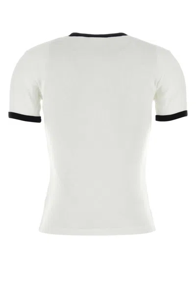 Courrèges Fitted White T-shirt With Contrasting Ribbed Trim In White