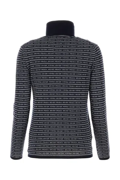 Prada Superfine Wool Turtleneck Sweater With Intarsia Logo