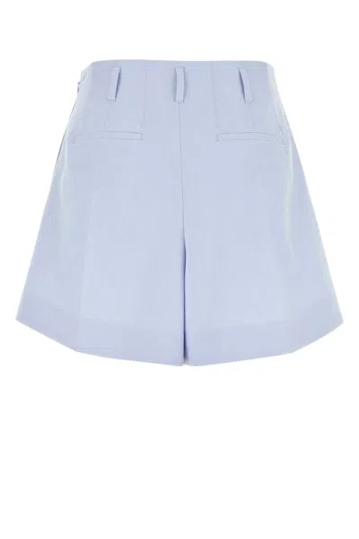 Givenchy Pleated Front Embroidered Detail Shorts In Blue