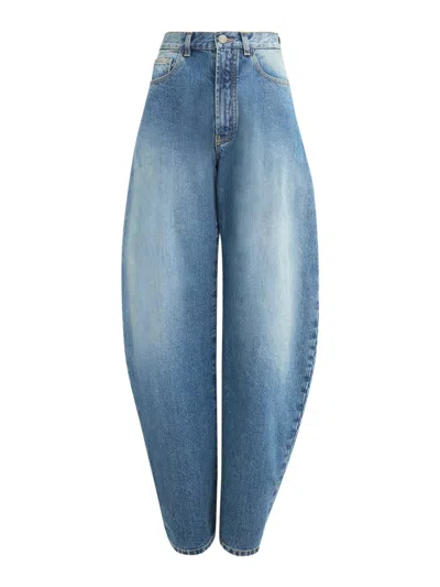 Alaïa Alaia Women Round Jeans In Délavé Denim In Blue