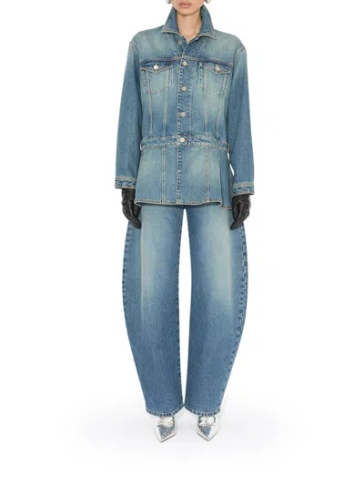 Alaïa Alaia Women Round Jeans In Délavé Denim In Blue