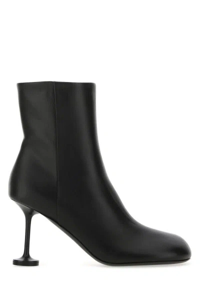 Balenciaga Black Leather Lady Ankle Boots In Black