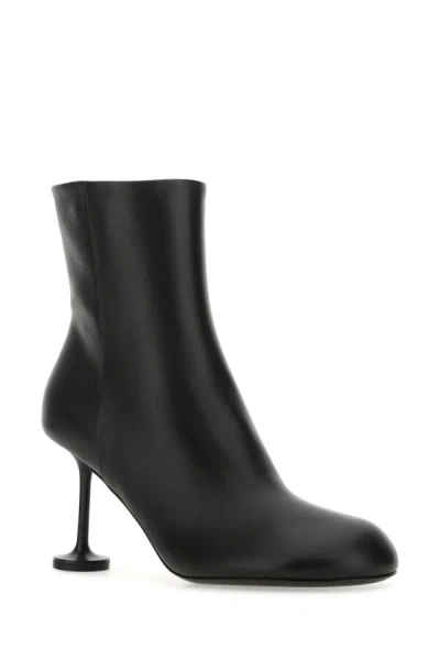 Balenciaga Black Leather Lady Ankle Boots In Black