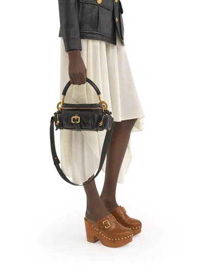 Chloé Chloe Women Petrol Blue Leather Camera Bag Handbag In Black