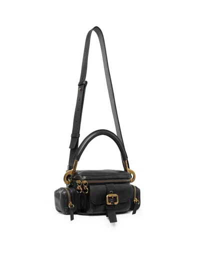 Chloé Chloe Women Petrol Blue Leather Camera Bag Handbag In Black