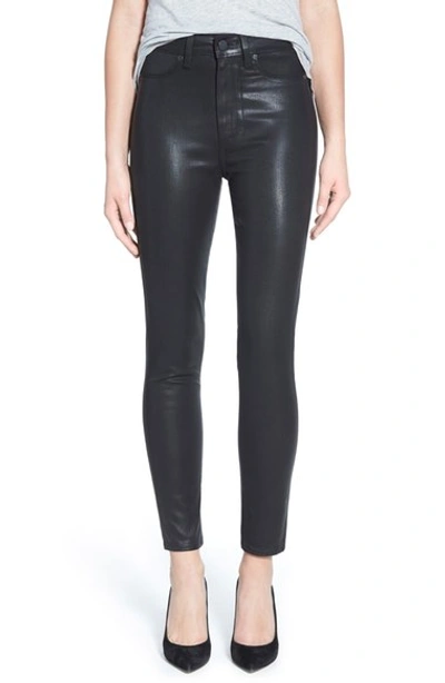 Paige Skyline Studded Ankle Peg Skinny Jeans (embellished Lunar Black) In Black Silk