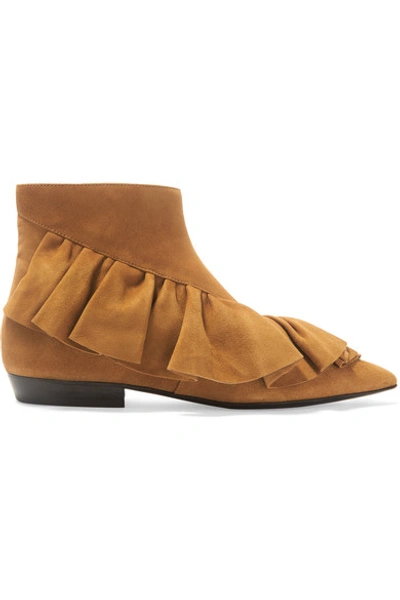 Shop Jw Anderson Ruffled Suede Ankle Boots