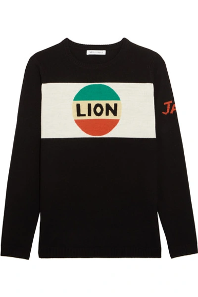 Shop Bella Freud Lion Stripe Intarsia Merino Wool Sweater