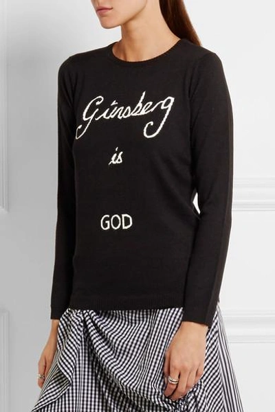 Shop Bella Freud Ginsberg Is God Intarsia Merino Wool Sweater