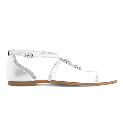 DUNE Nayla Metallic Leather Sandals 