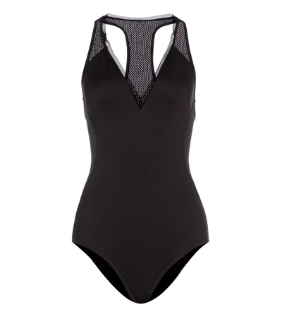Stella Mccartney Cutout Mesh-paneled Neoprene Swimsuit In Black