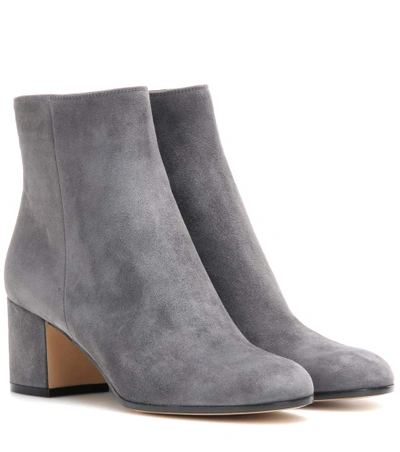 Shop Gianvito Rossi Margaux Mid Suede Ankle Boots In Lapis